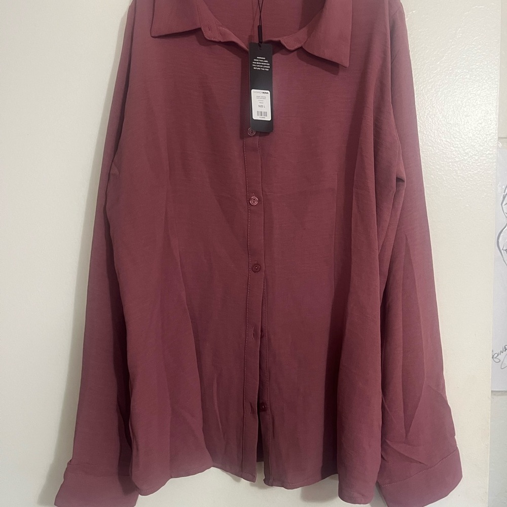 Women's Pink Button-Up Top